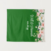 緑パーソナライズされたの結婚式のレセプションフォトプロップ タペストリー (正面(横))