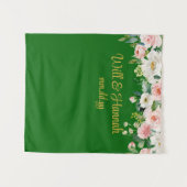 緑パーソナライズされたの結婚式のレセプションフォトプロップ タペストリー (正面(横))