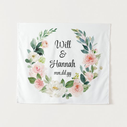 緑パーソナライズされたの結婚披露宴フォトブース タペストリー (正面(横))