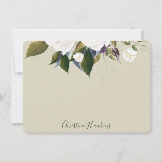 緑パーソナライズされたの葉水の色のセージ緑 ノートカード (正面)