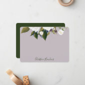 緑パーソナライズされたの葉水の色パープル ノートカード (正面/裏面インサイチュ)