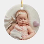 緑パーソナライズされたの金ゴールド男の子の洗礼写真 セラミックオーナメント (裏面)