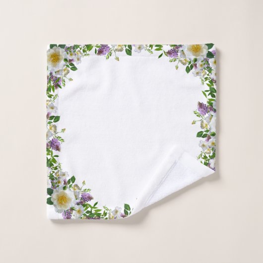 緑パーソナライズされたエレガントのフローラ紫 バスタオルセット (ウォッシュタオル)