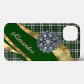 緑パーソナライズされたエレガントタータンチェック板 Case-Mate iPhoneケース (裏面 (横))