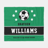 緑パーソナライズされたサッカー選手の名前 フリースブランケット (正面(横))