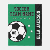 緑パーソナライズされたサッカー選手の名前 フリースブランケット (正面)