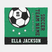 緑パーソナライズされたサッカー選手の名前 フリースブランケット (正面(横))