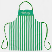 緑パーソナライズされたストライプの エプロン (正面)