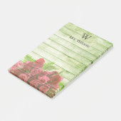 緑パーソナライズされたモノグラムのの木製背景 ポストイット (アングル)