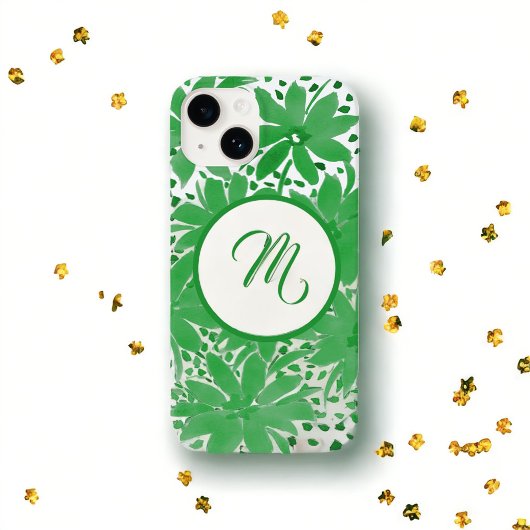 緑パーソナライズされたモノグラムのフローラ Case-Mate iPhoneケース