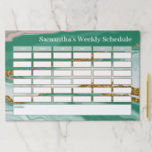 緑パーソナライズされた大理石ウィークリースクール日程 ペーパーパッド (インサイチュ)