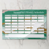 緑パーソナライズされた大理石ウィークリースクール日程 ペーパーパッド (折り畳み)