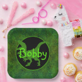 緑パーソナライズされた恐竜の隠れ紙プレート ペーパープレート (パーティー)