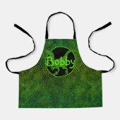 緑パーソナライズされた恐竜ヒンドキッズプリントエプロン エプロン (正面)