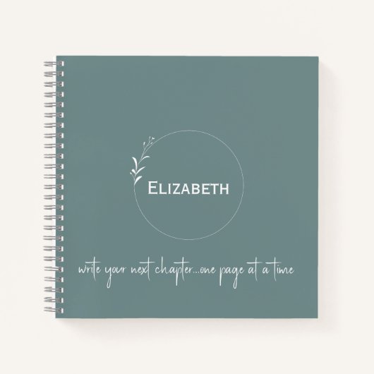 緑パーソナライズされた書「次の章」 ノートブック (正面)