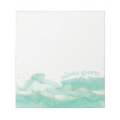緑パーソナライズされた水色ターコイズ ノートパッド (正面)