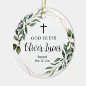 緑パーソナライズされた洗礼陶磁器オーナメント セラミックオーナメント (左)