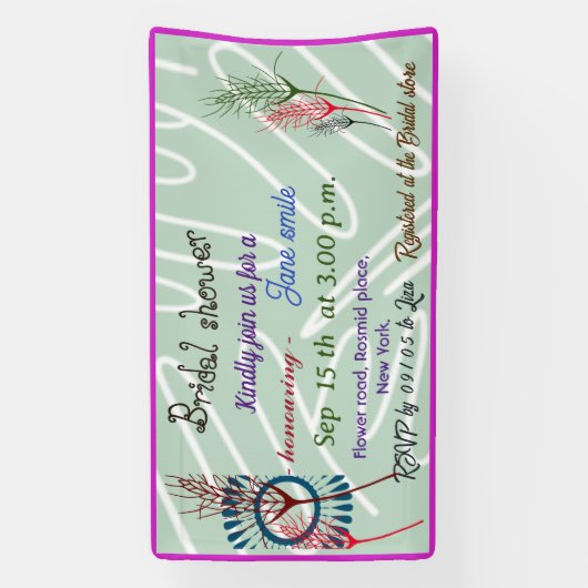 緑パーソナライズされた素朴ブライダルシャワー旗 横断幕 (縦)