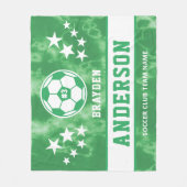 緑パーソナライズされた絞り染めサッカー選手の名前 フリースブランケット (正面)