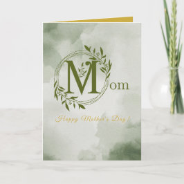 緑パーソナライズされた色のモノグラムママザーズデー カード