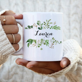 緑パーソナライズされた色の花嫁付きプレゼント コーヒーマグカップ
