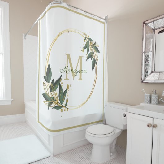 緑パーソナライズされた色の金ゴールドリースシャワーカーテン シャワーカーテン (インサイチュ)