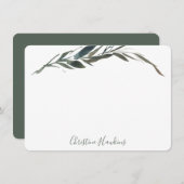 緑パーソナライズされた色ユーカリプタオリーブ ノートカード (正面/裏面)