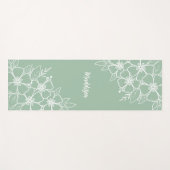 緑パーソナライズされた花 ヨガマット (正面(横))