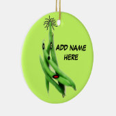 緑パーソナライズされた豆の漫画 セラミックオーナメント (右)