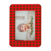 緑パーソナライズされた赤クリスマスツリー マグネット (縦)