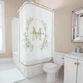 緑パーソナライズされた金ゴールドリース シャワーカーテン (インサイチュ)