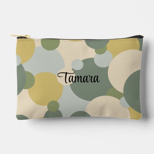 緑パーソナライズされた黄分子化粧品バッグ アクセサリーポーチ (正面)