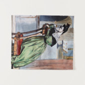 緑ビクトリアンの瞑想的な女エレガント性 – Ar タペストリー (正面(横))