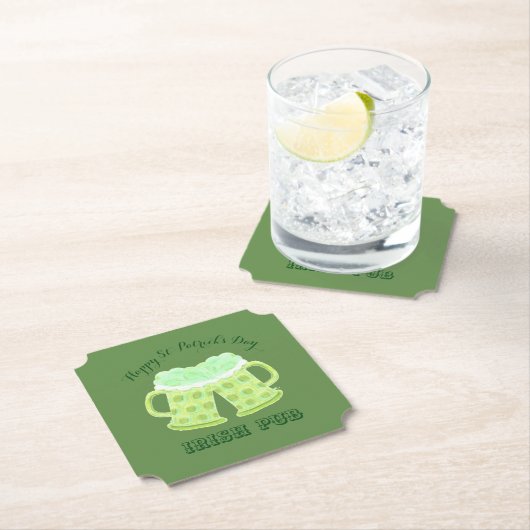 緑ビールが付いているカスタムなアイルランドのパブのコースター ペーパーコースター (インサイチュ)