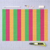 緑ピンクのオレンジ色の垂直ストライプ色 薄葉紙 (クラフト)