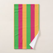 緑ピンクのオレンジ色の縦ストライプ線のパターン バスタオルセット (ハンドタオル)