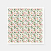 緑ピンクのクリスマスフラワーウォータカラーパターン スタンダードカクテルナプキン (正面)