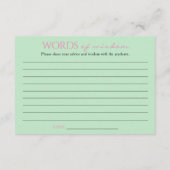 緑ピンクの卒業生の英知の言葉 エンクロージャーカード (裏面)