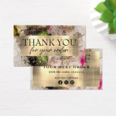 緑ピンクの水彩割引カード (デスク)