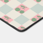 緑ピンクの美学 チェリー チェック柄 Y2K パターン デスクマット (コーナー)