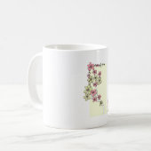 緑ピンクの花マグカップ コーヒーマグカップ (正面左)