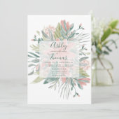 緑ピンクフローラの水結婚彩 招待状 (スタンド正面)