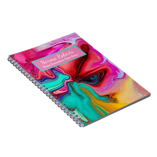 緑ピンク赤抽象芸術水の色をパーソナライズ ノートブック (右側)