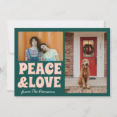 緑ファンキーピンクおもしろい可愛い写真クリスマス カード (正面)