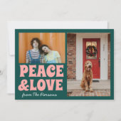 緑ファンキーピンクおもしろい可愛い写真クリスマス カード (正面)