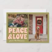 緑ファンキーピンクおもしろい可愛い写真クリスマス カード (正面)