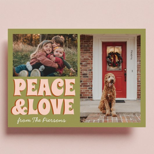 緑ファンキーピンクおもしろい可愛い写真クリスマス カード