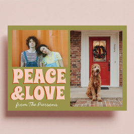 緑ファンキーピンクおもしろい可愛い写真クリスマス カード