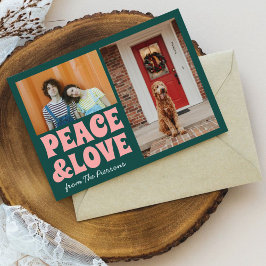 緑ファンキーピンクおもしろい可愛い写真クリスマス カード