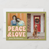 緑ファンキーピンクおもしろい可愛い写真クリスマス カード (正面)